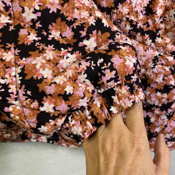 SOCIAL STANDARD By Sanctuary Coat M Jacket Quilted Twill Floral Mock Ne… - Picture 9 of 14